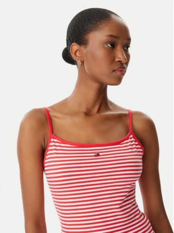 Tommy Jeans Top Essential DW0DW20675 Czerwony jasny Slim Fit