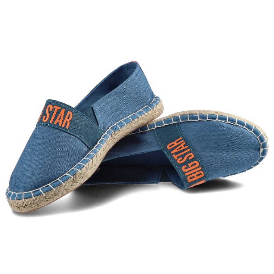 Espadryle damskie Big Star, z przewiewnego materiału na jutowej podeszwie z elastycznym paskiem, niebieskie, HH274475
