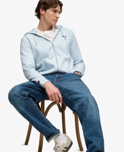 superdry Bluza z kapturem Essential Logo półszczotkowana – Icy Blue Marl