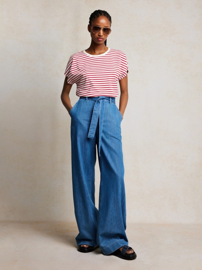 Jeansy damskie wide z paskiem niebieskie Julii 312