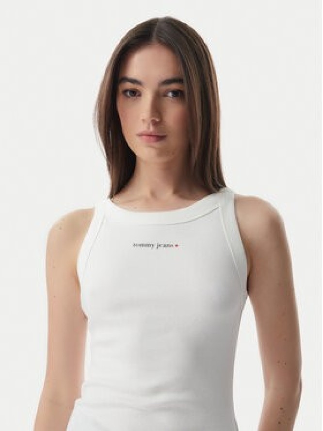 Tommy Jeans Top Ess Logo DW0DW22806 Kremowy Slim Fit