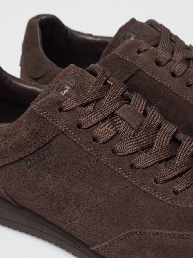 sneakersy damskie ze skóry naturalnej zamszowej brązowe tt274226 804