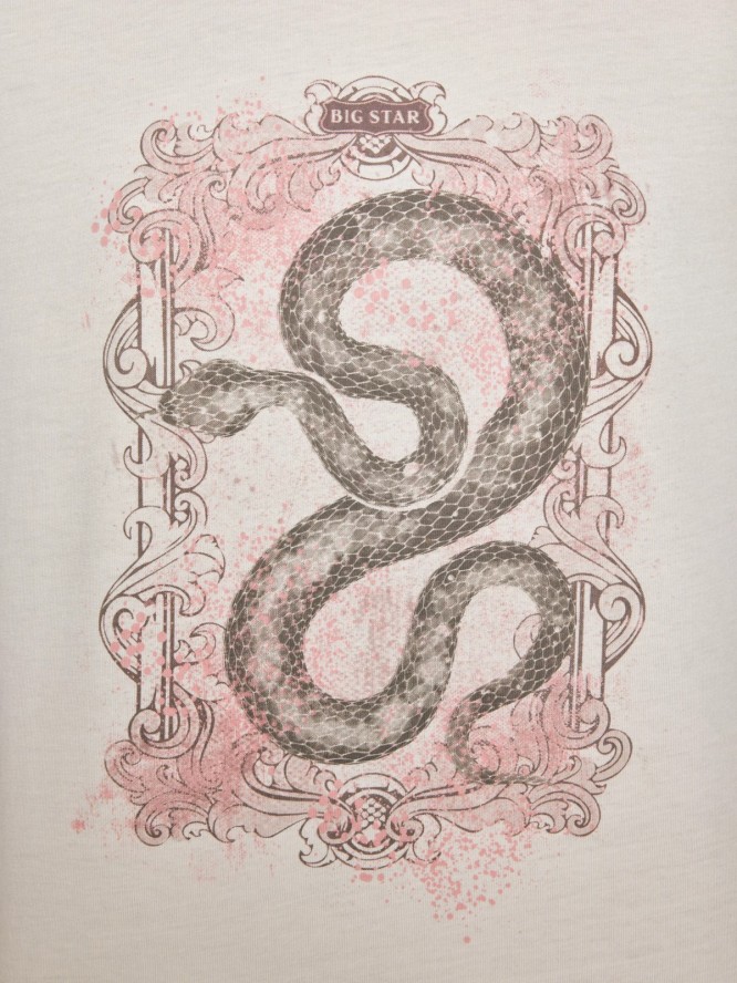 Koszulka damska z nadrukiem kremowa Rellsa 103