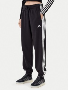 adidas Spodnie dresowe Essentials 3-Stripes Fleece JE1276 Czarny Loose Fit