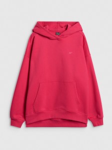 4F Bluza dresowa loose z kapturem damska - czerwona M
