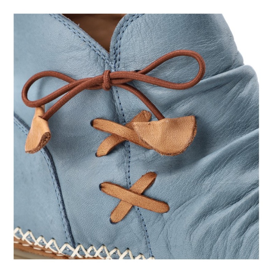 Niebieskie Botki Ravini Skórzane Obuwie Damskie