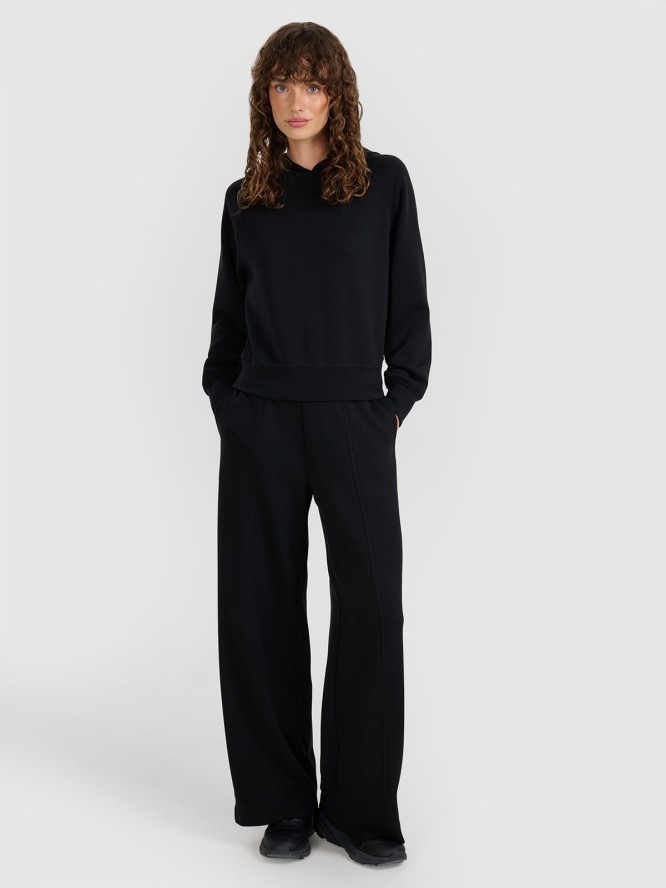 4F Bluza dresowa nierozpinana z modalem damska - czarna XS