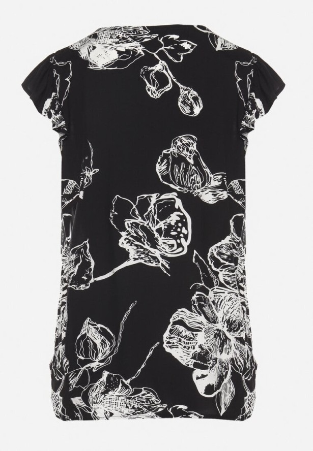 Czarna Bluzka z Kwiatowym Wzorem Maivan