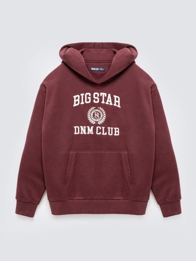 Bluza damska z kapturem z haftem bordowa Merta 604