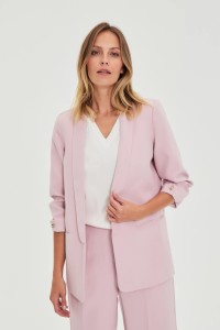 Marynarka z marszczonymi rękawami różowa