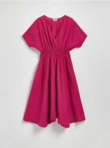 Sukienka z lnem - fuksja