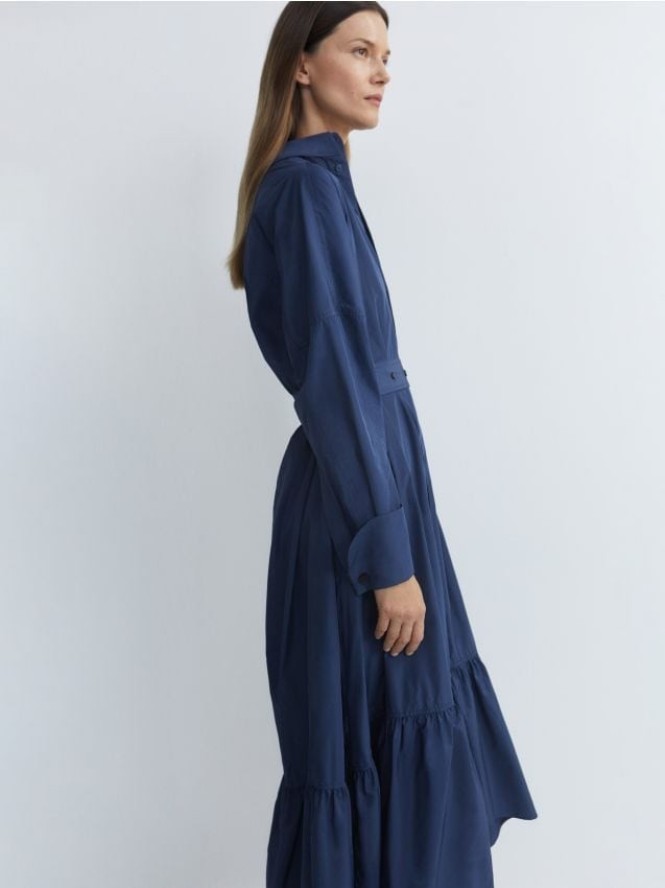 Sukienka maxi z paskiem - granatowy