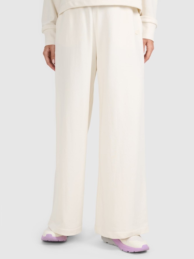 4F Spodnie dresowe z szerokimi nogawkami damskie - beżowe XS