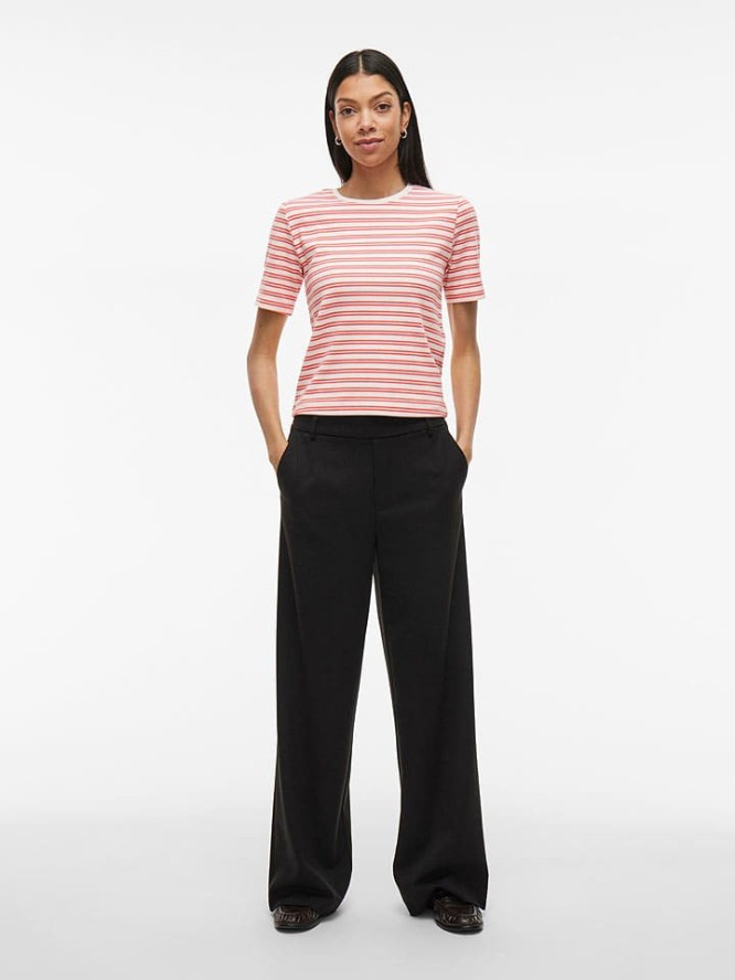 Vila Koszulka "Ola" w kolorze biało-czerwonym rozmiar: XL