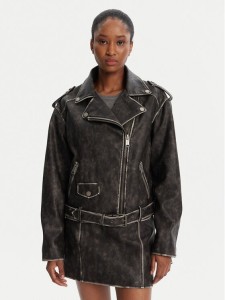 Guess Kurtka z imitacji skóry W5YL04 WHDI0 Szary Regular Fit