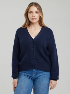 Sweter kardigan damski o strukturalnym splocie granatowy Sabira 403