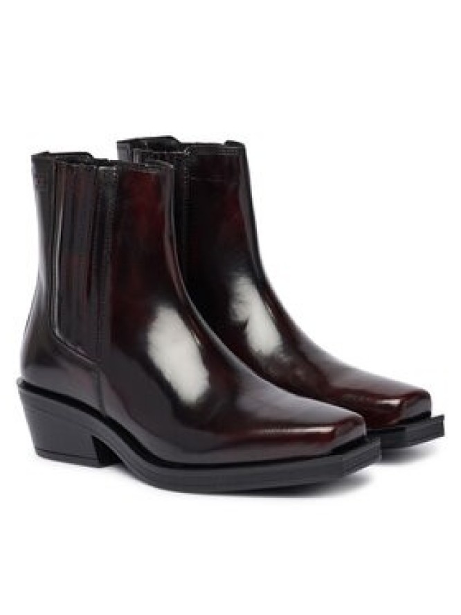 Tommy Jeans Sztyblety Tjw Brushed Leather Cowboy Boots EN0EN03077 Brązowy ciemny