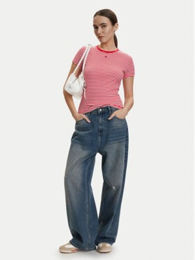 Tommy Jeans T-Shirt DW0DW17383 Czerwony Slim Fit