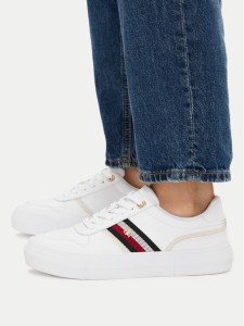 Tommy Hilfiger Sneakersy Th Platform Vulc Leather FW0FW09603 Biały