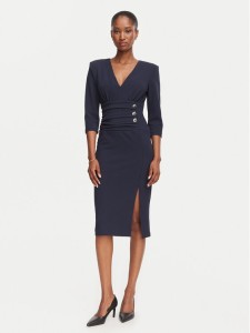 Rinascimento Sukienka koktajlowa CFC0020495002 Granatowy Slim Fit