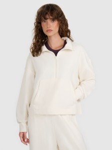 4F Bluza dresowa nierozpinana bez kaptura damska - beżowa XL