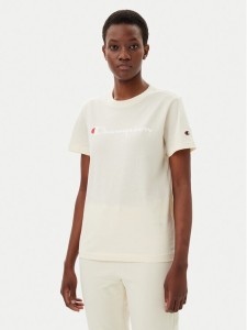 Champion T-Shirt 118090 Écru Slim Fit