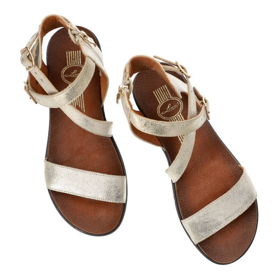 Złote Sandały Lemar Wygodne Buty Damskie