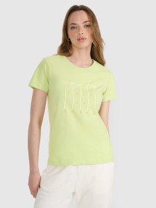 4F T-shirt regular z nadrukiem damski - żółty M