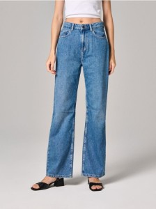 Jeansy wide leg high waist - niebieski