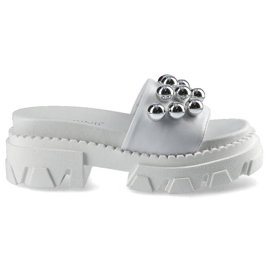 Białe Klapki Carinii Buty Damskie Obuwie Ze Skóry