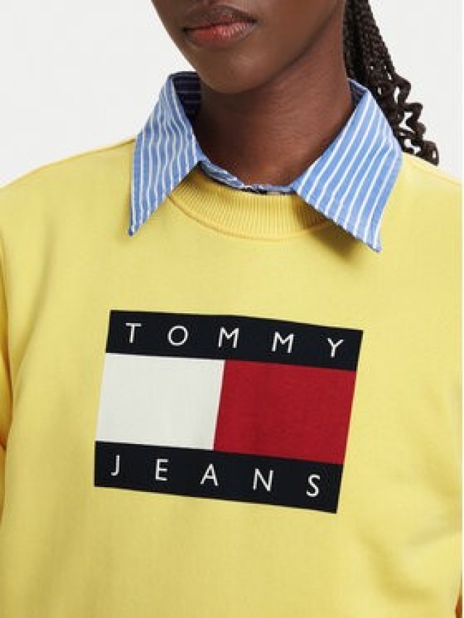 Tommy Jeans Bluza Flag DW0DW22564 Żółty jasny Regular Fit