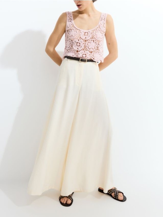 Spodnie palazzo z modalu - złamana biel