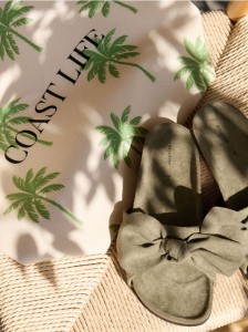 Klapki z kokardami - jasny zielony