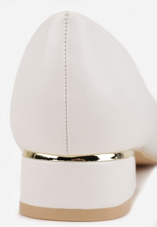 Białe Czółenka Vices na Słupku ze Skórzaną Wkładką Zizelle