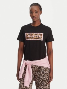 Hunter T-Shirt Essentials HARW0011261 Czarny Regular Fit