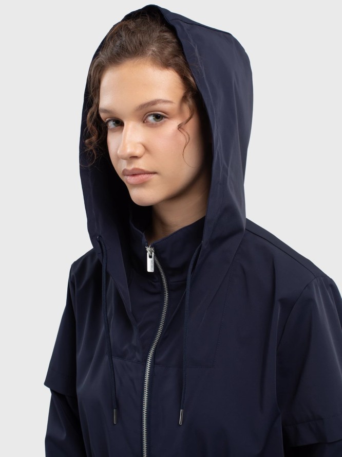 Kurtka damska przeciwdeszczowa z regulacją w tali granatowa Nafula 403