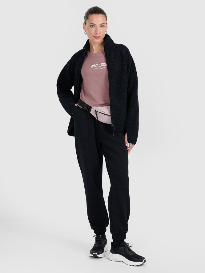 4F T-shirt regular z nadrukiem damski - brązowy XXL