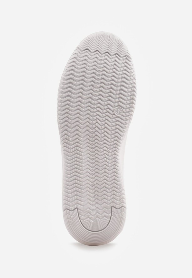 Białe Sznurowane Sneakersy o Klasycznym Fasonie na Grubej Podeszwie Cataria