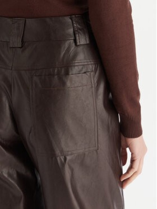 ACCESS FASHION Spodnie z imitacji skóry 54-5132-188 Brązowy Regular Fit