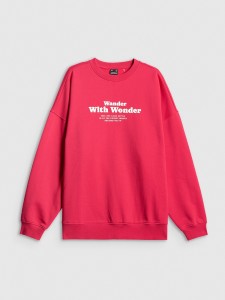 4F Bluza dresowa oversize bez kaptura damska - różowa XL