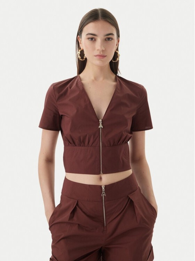 Patrizia Pepe Bluzka 2C1672/A9B9-B887 Brązowy ciemny Regular Fit