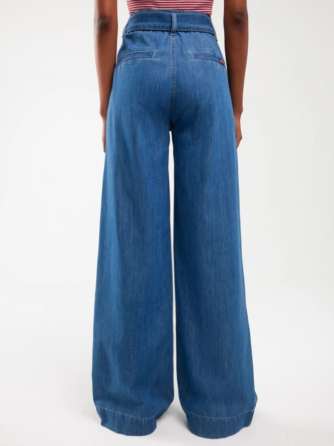 Jeansy damskie wide z paskiem niebieskie Julii 312