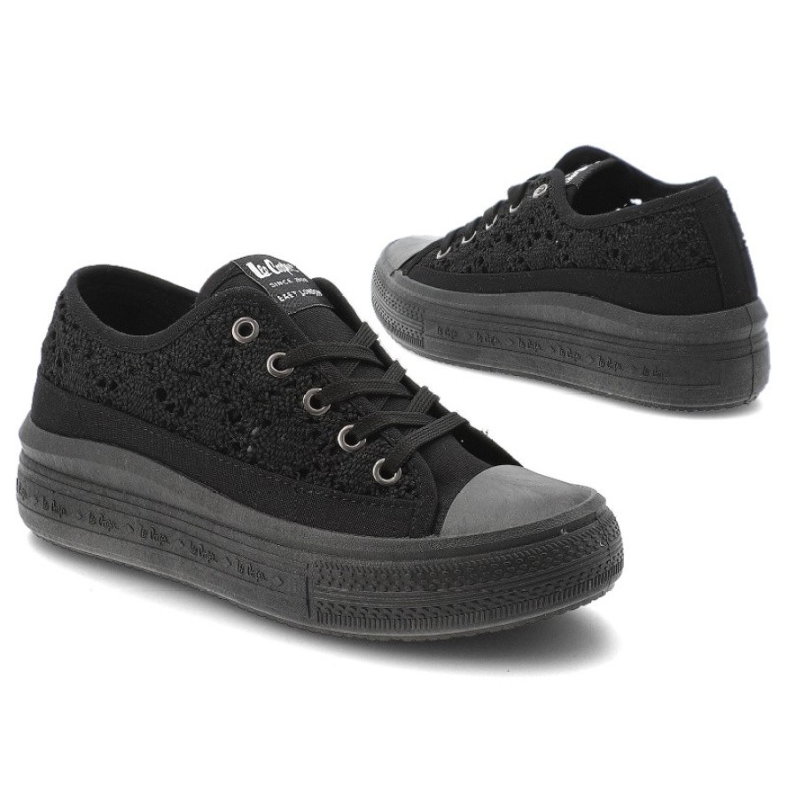 Czarne Trampki Lee Cooper Damskie Buty Na Platformie