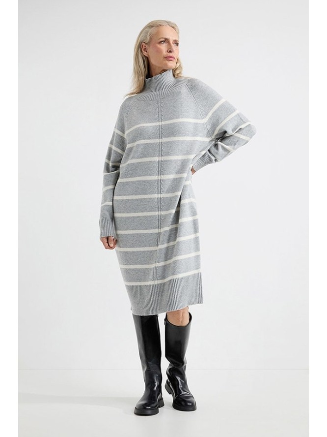 Josephine & Co Sukienka "Anika" w kolorze jasnoszaro-białym rozmiar: XXL