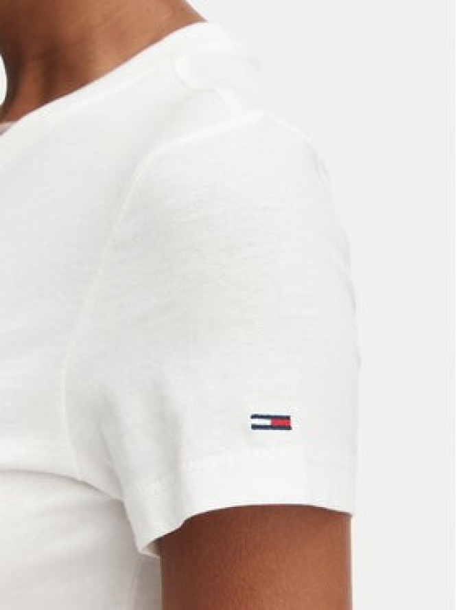 Tommy Jeans T-Shirt Ess Logo DW0DW23479 Biały Slim Fit