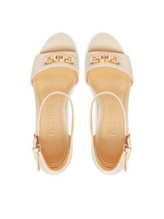 Guess Sandały FLJSET LEA03 Écru