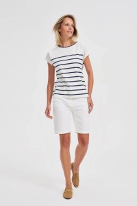 Bawełniane szorty z paskiem białe