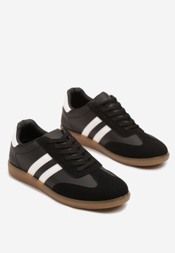 Czarne Sneakersy Typu Kultowe Tenisówki Zdobione Przeszyciami Remiana