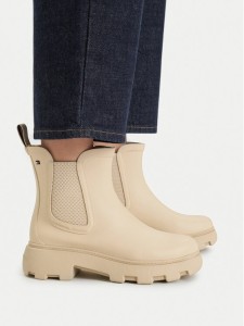 Tommy Hilfiger Kalosze Flag Cleated FW0FW09387 Beżowy