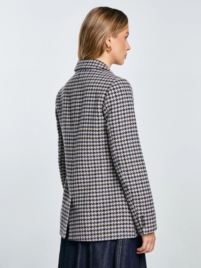 Marynarka damska slim w pepitkę z dodatkiem wełny Neida 000